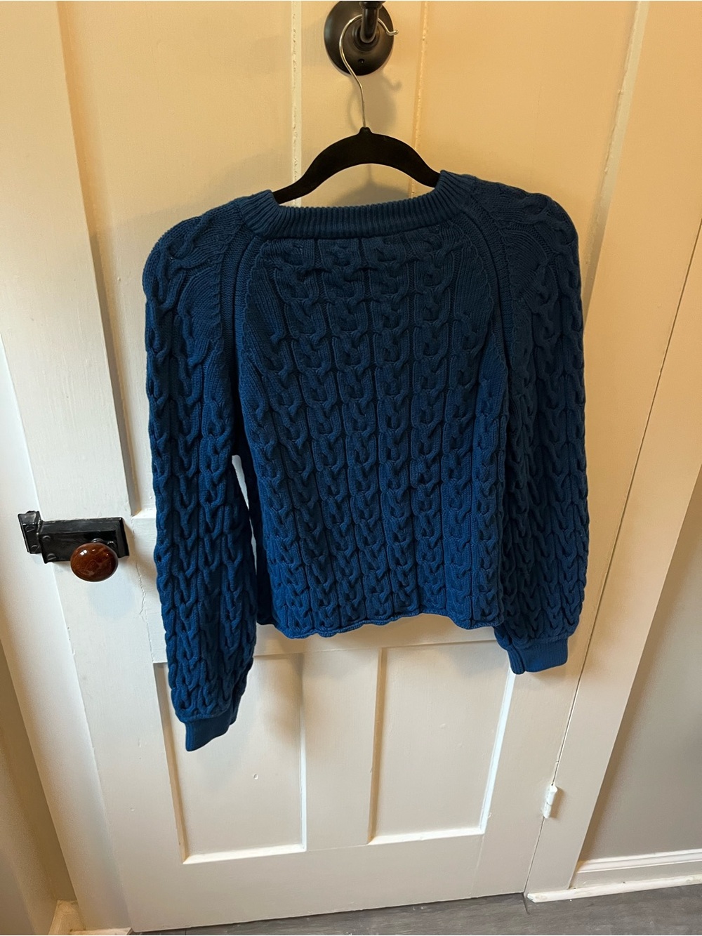 J. Crew Cable Knit Royal Blue Slight Crop Sweater Size Small - Picture 5 of 8